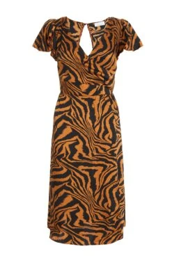 Petite Rust Animal Print Midi Dress