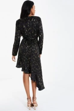 Black Metallic Stripe Midi Dress -Glamourista 00100035652 XB