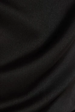 Black Satin Tie Back Midi Dress -Glamourista 00100035653 ZS