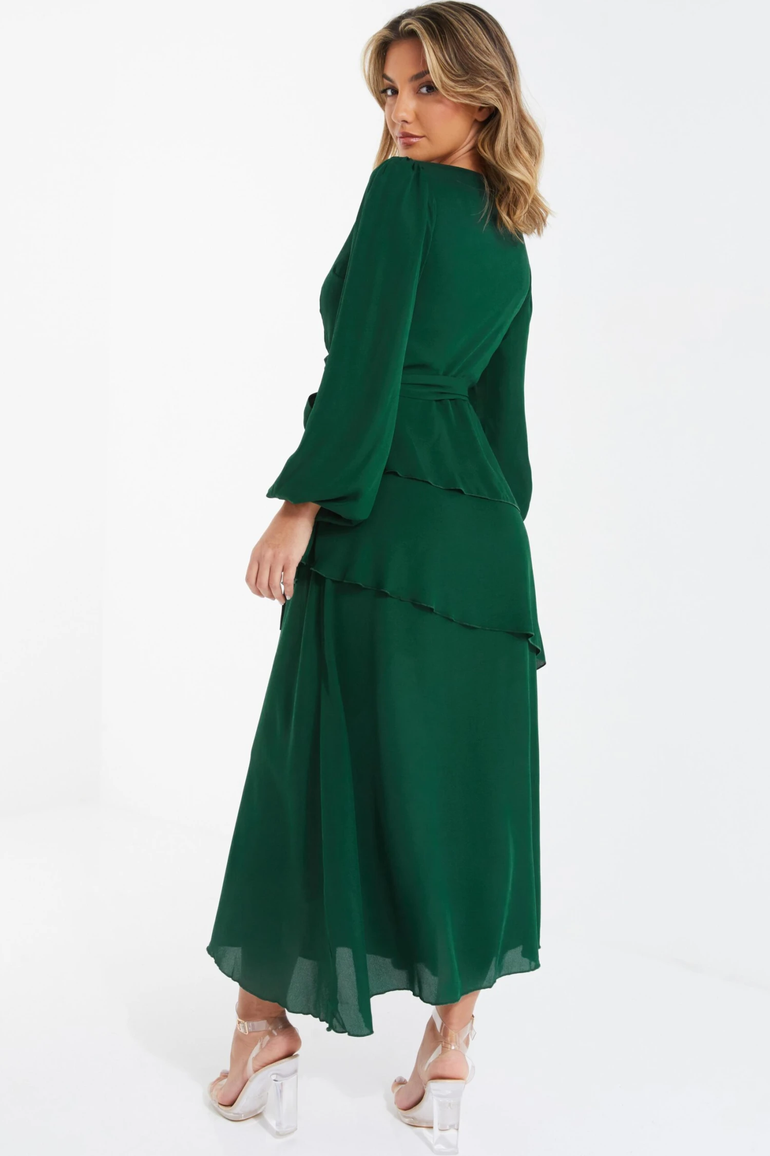 Green Chiffon Wrap Maxi Dress 3 Green Chiffon Wrap Maxi Dress - Image 3