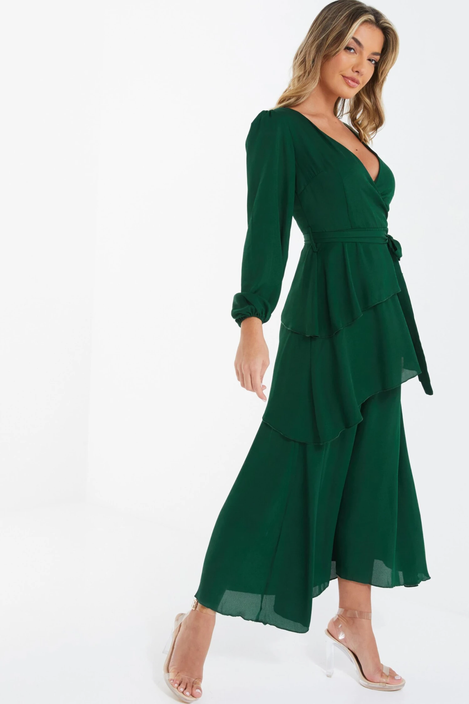 Green Chiffon Wrap Maxi Dress 4 Green Chiffon Wrap Maxi Dress - Image 4