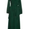 Green Chiffon Wrap Maxi Dress