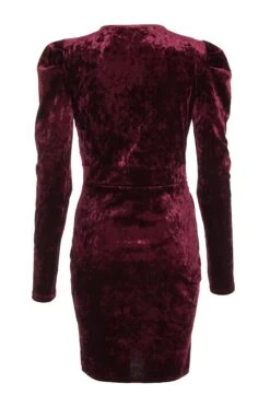 Berry Velvet Wrap Bodycon Mini Dress -Glamourista 00100035717 ZB