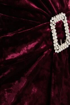 Berry Velvet Wrap Bodycon Mini Dress -Glamourista 00100035717 ZS