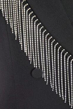 Black Diamante Mini Blazer Dress -Glamourista 00100035723 ZS