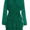 Bottle Green Chiffon Foil Mini Dress