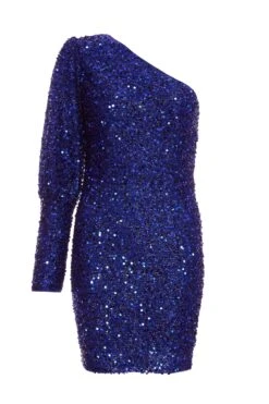 Royal Blue Sequin One Shoulder Mini Dress