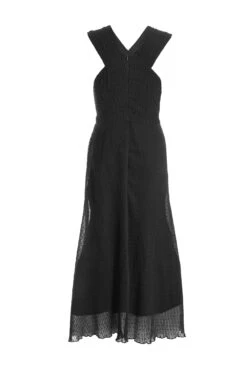 Black Chiffon Crinkle Halter Neck Midi Dress -Glamourista 00100035779 ZB