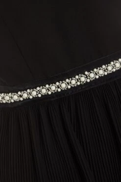 Black Chiffon Embellished Tiered Midi Dress -Glamourista 00100035780 ZS