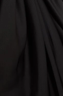 Black Satin Ruched Midi Dress -Glamourista 00100035851 ZS