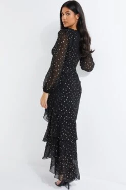 Black Chiffon Foil Maxi Dress -Glamourista 00100035895 XB