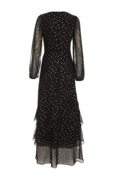 Black Chiffon Foil Maxi Dress -Glamourista 00100035895 ZB