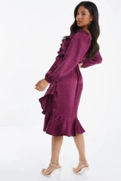 Petite Berry Satin Midaxi Dress -Glamourista 00100035906 XB