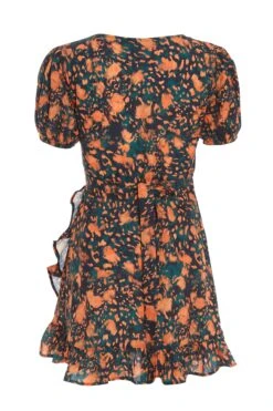 Petite Multicoloured Animal Print Wrap Midi Dress -Glamourista 00100035907 ZB