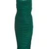 Bottle Green Ruched Bodycon Midi Dress