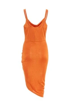 Petite Orange Ruched Midi Dress -Glamourista 00100035910 ZB