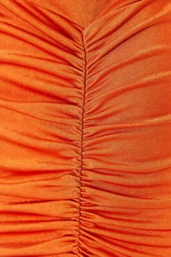 Petite Orange Ruched Midi Dress -Glamourista 00100035910 ZS