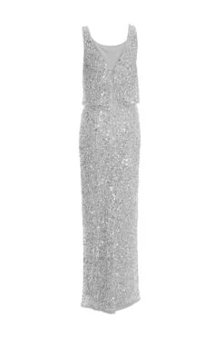 Grey Embellished Split Leg Maxi Dress -Glamourista 00100035919 ZB