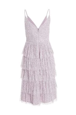 Lilac Sequin Tiered Midi Dress -Glamourista 00100035926 ZB