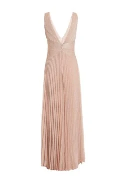 Nude Shimmer Pleated Maxi Dress -Glamourista 00100035934 ZB