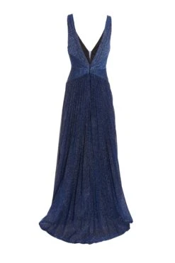 Navy Shimmer Pleated Maxi Dress -Glamourista 00100035935 ZB
