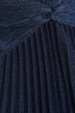 Navy Shimmer Pleated Maxi Dress -Glamourista 00100035935 ZS