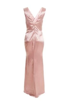 Pink Satin Wrap Split Leg Maxi Dress 10 Pink Satin Wrap Split Leg Maxi Dress -Glamourista 00100035939 ZB