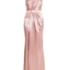 Pink Satin Wrap Split Leg Maxi Dress