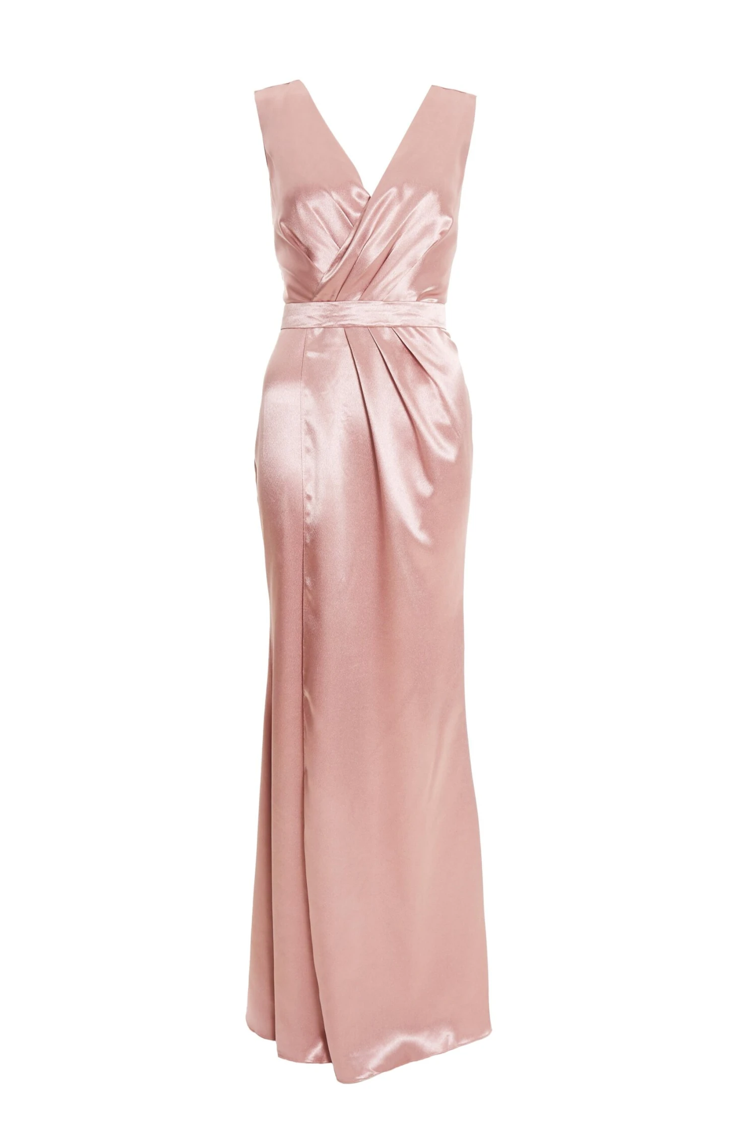 Pink Satin Wrap Split Leg Maxi Dress 1 Pink Satin Wrap Split Leg Maxi Dress