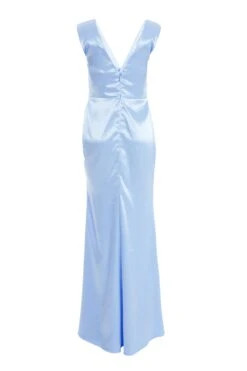Light Blue Satin Wrap Split Leg Maxi Dress 10 Light Blue Satin Wrap Split Leg Maxi Dress -Glamourista 00100035941 ZB