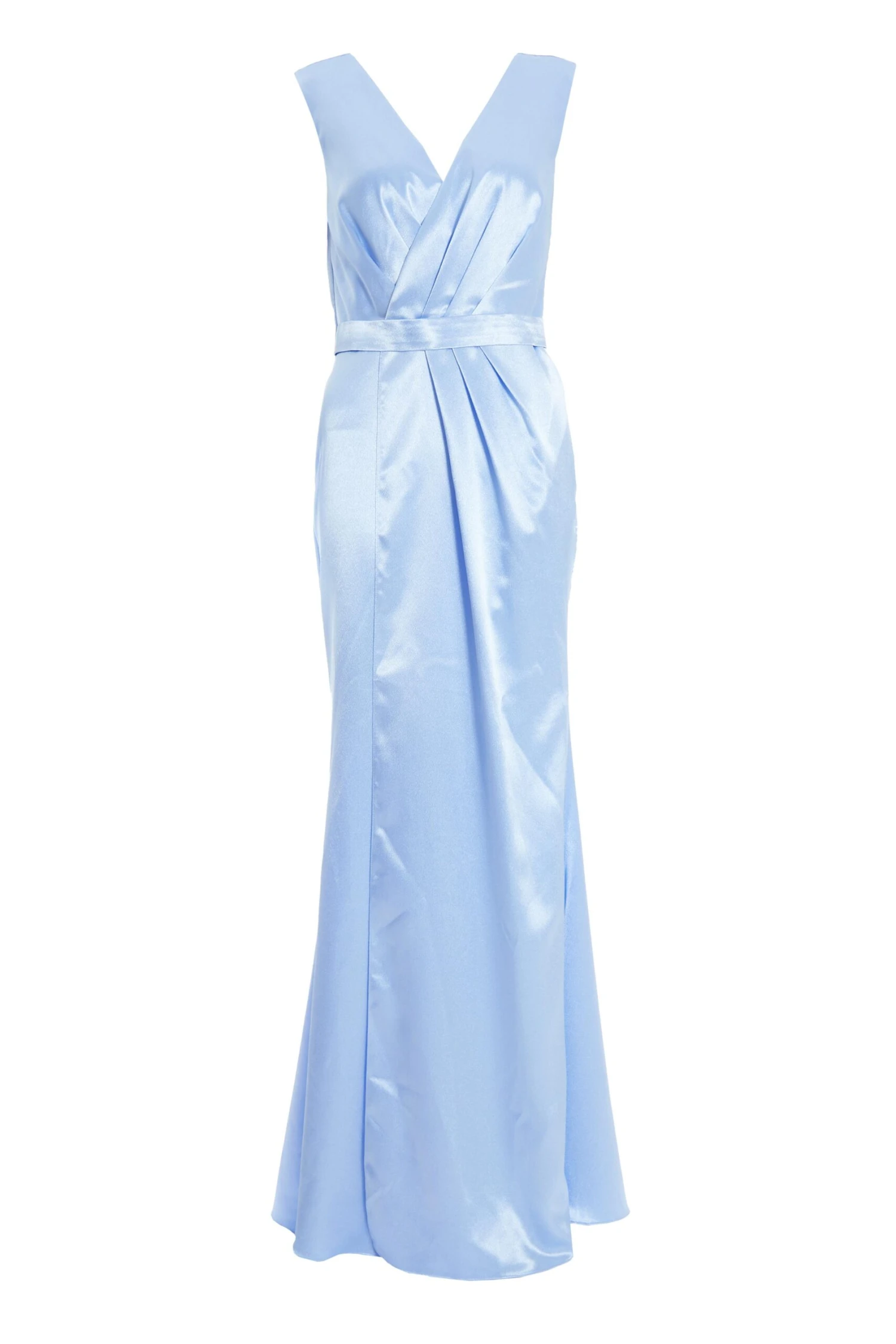 Light Blue Satin Wrap Split Leg Maxi Dress 1 Light Blue Satin Wrap Split Leg Maxi Dress