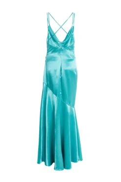 Aqua Satin Cross Back Maxi Dress -Glamourista 00100035943 ZB