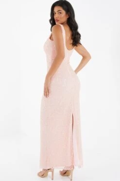 Nude Sequin Maxi Dress -Glamourista 00100035955 XB