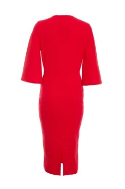 Red Tie Front Midi Dress -Glamourista 00100035999 ZB