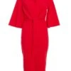 Red Tie Front Midi Dress