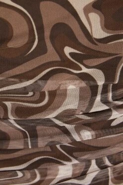 Brown Marble Print Mesh Bodycon Midi Dress -Glamourista 00100036004 ZS