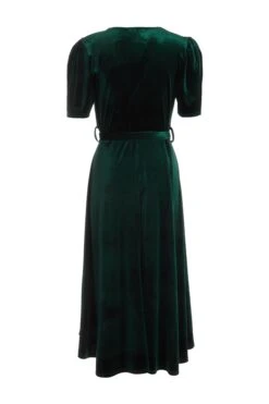 Bottle Green Velvet Wrap Midi Dress 10 Bottle Green Velvet Wrap Midi Dress -Glamourista 00100036005 ZB