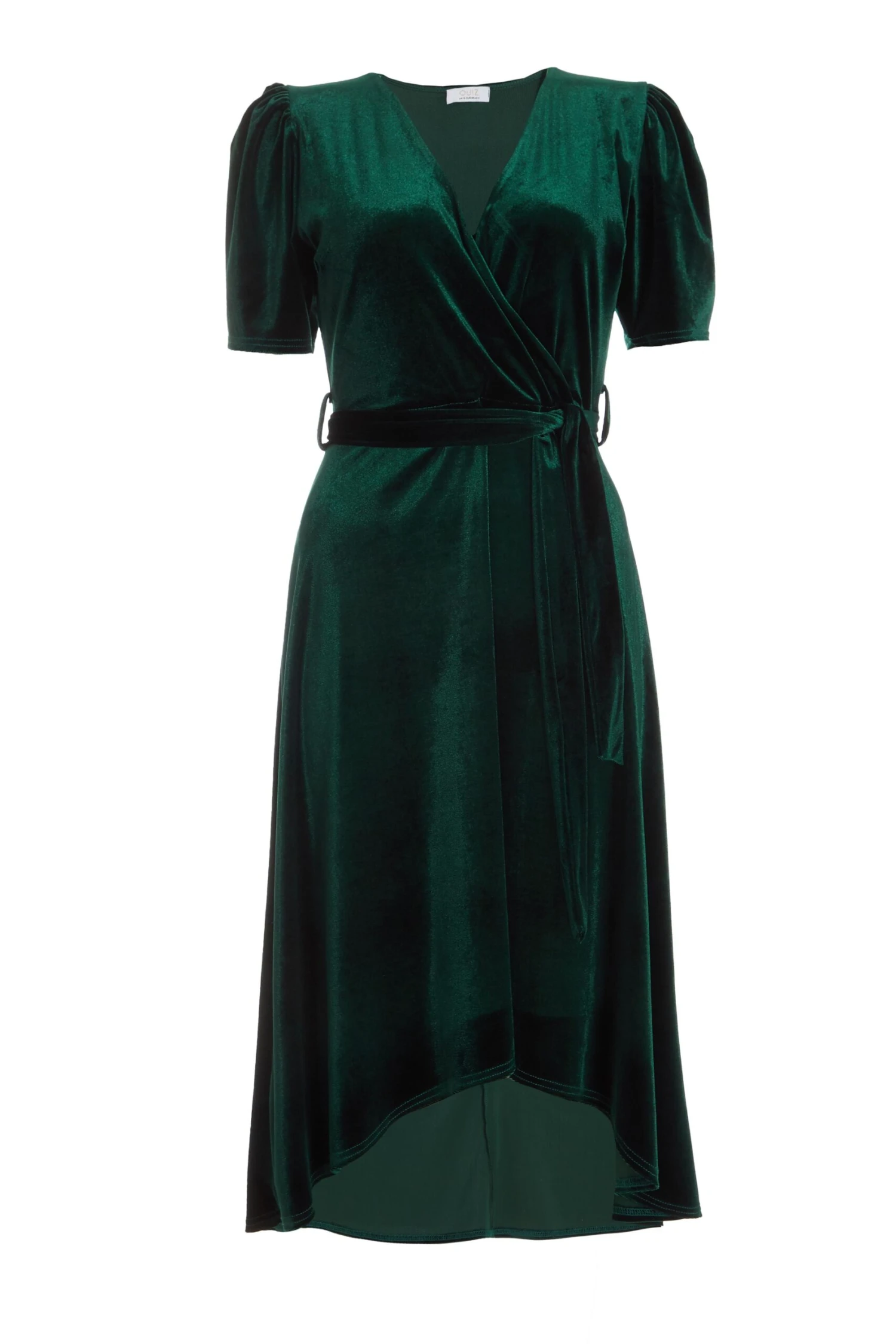 Bottle Green Velvet Wrap Midi Dress 1 Bottle Green Velvet Wrap Midi Dress