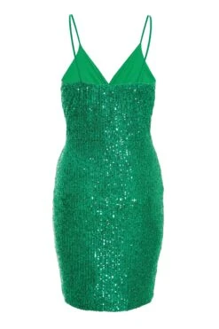 Green Sequin Wrap Mini Dress -Glamourista 00100036006 ZB