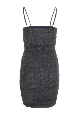 Grey Glitter Ruched Bodycon Mini Dress -Glamourista 00100036013 ZB