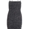 Grey Glitter Ruched Bodycon Mini Dress