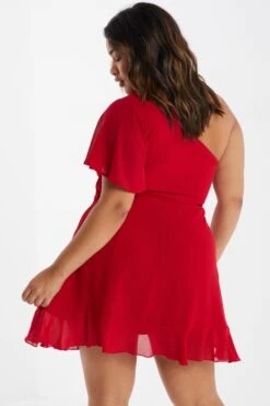 Curve Red Chiffon Mini Dress -Glamourista 00100036014 XB