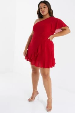 Curve Red Chiffon Mini Dress -Glamourista 00100036014 XS