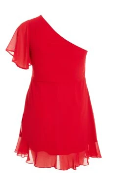 Curve Red Chiffon Mini Dress -Glamourista 00100036014 ZB