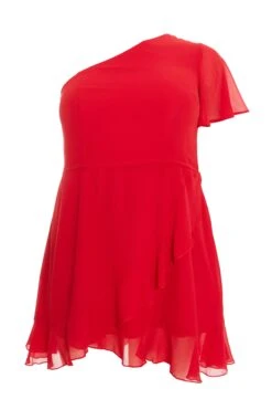 Curve Red Chiffon Mini Dress
