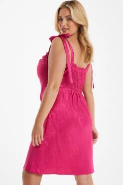 Curve Pink Satin Jacquard Floral Dress -Glamourista 00100036017 XB
