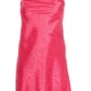 Curve Pink Satin Jacquard Floral Dress