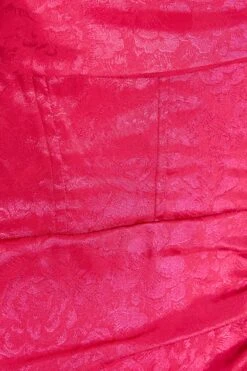 Petite Pink Satin Jacquard Floral Ruched Dress -Glamourista 00100036019 ZS