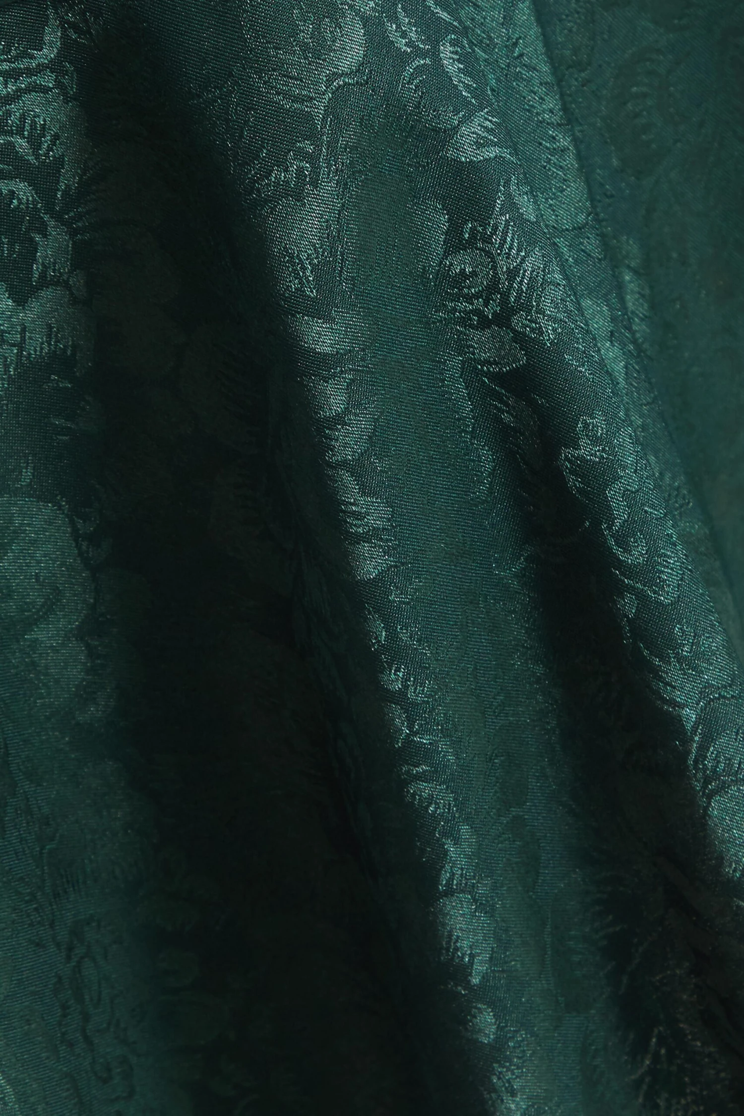 Bottle Green Satin Jacquard Floral Mini Dress 6 Bottle Green Satin Jacquard Floral Mini Dress - Image 6