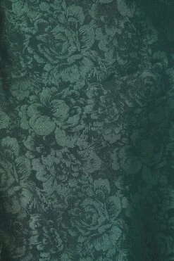 Petite Bottle Green Satin Jacquard Floral Midi Dress -Glamourista 00100036027 ZS